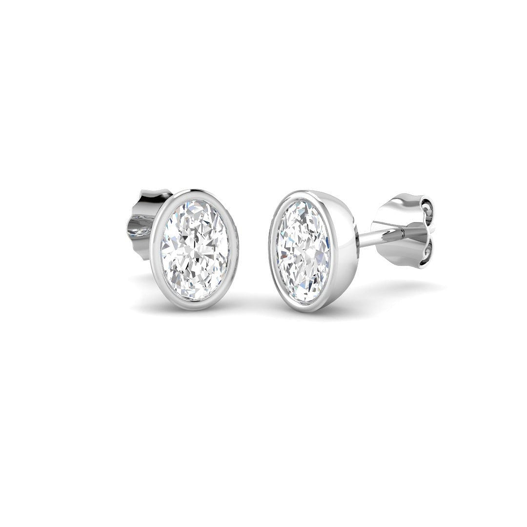 1.12ct Lab Diamond Oval Cut Stud Earrings in 9K White Gold
