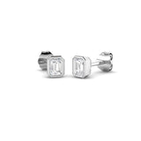 9ct White Gold 0.5ct Lab Grown Diamond Emerald Cut Solitaire Earrings