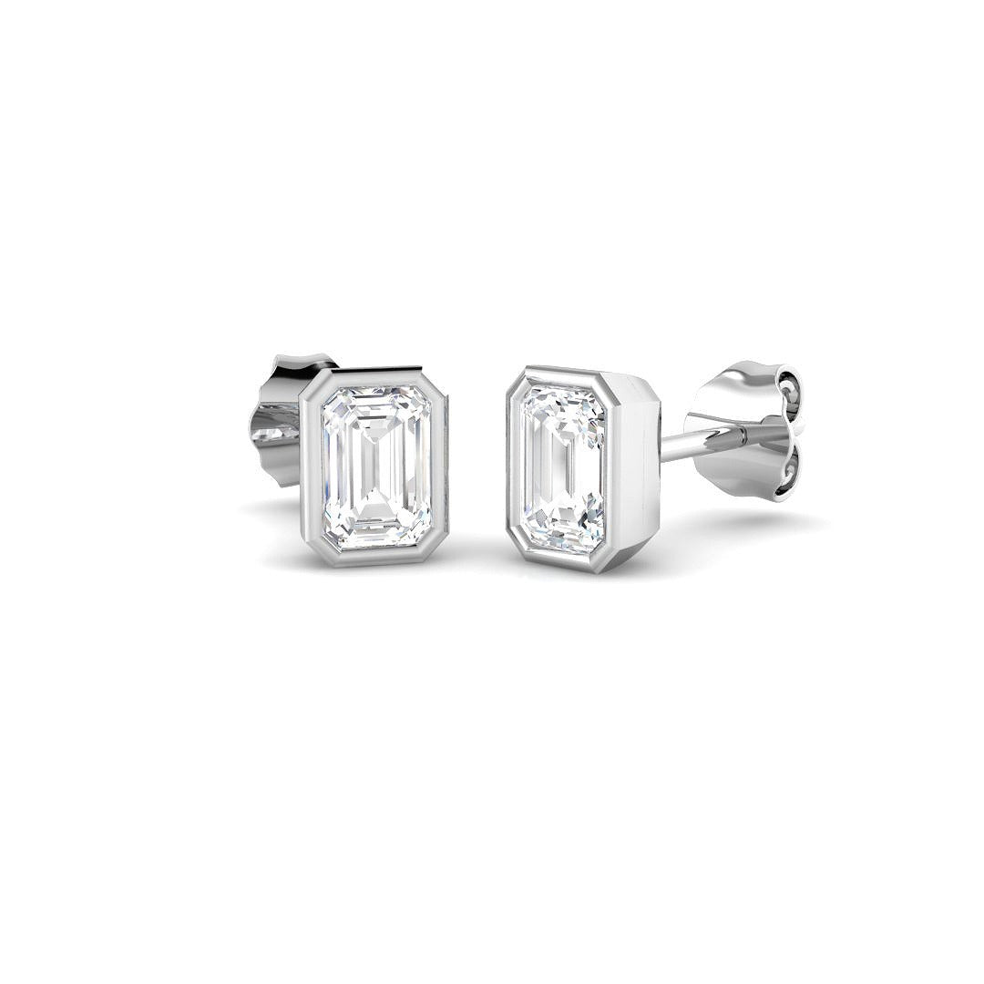 1.11ct Lab Diamond Emerald Cut Stud Earrings in 9K White Gold