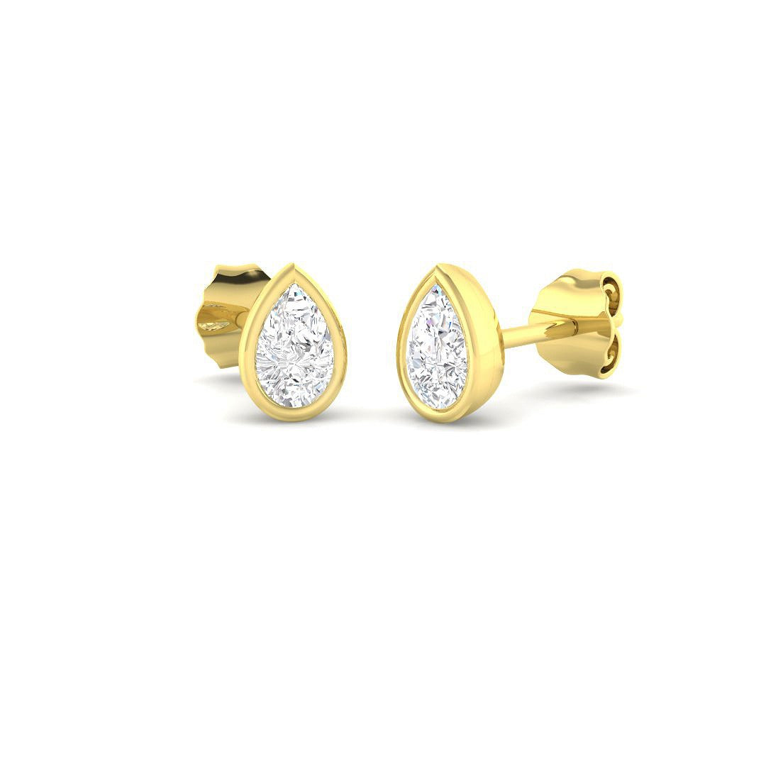0.51ct Lab Diamond Pear Cut Stud Earrings in 9K Yellow Gold