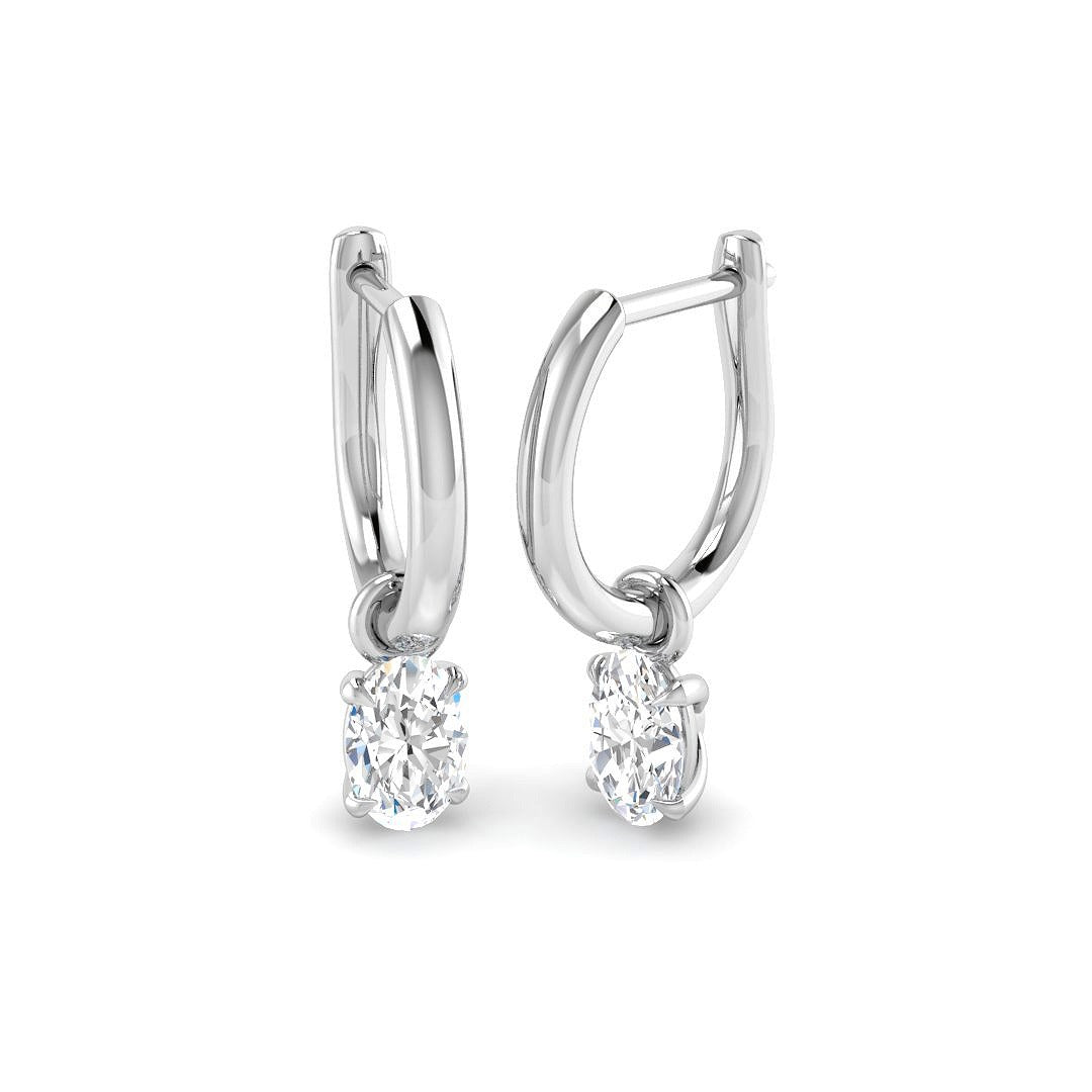 0.79ct Lab Diamond Oval Cut Stud Earrings in 9K White Gold