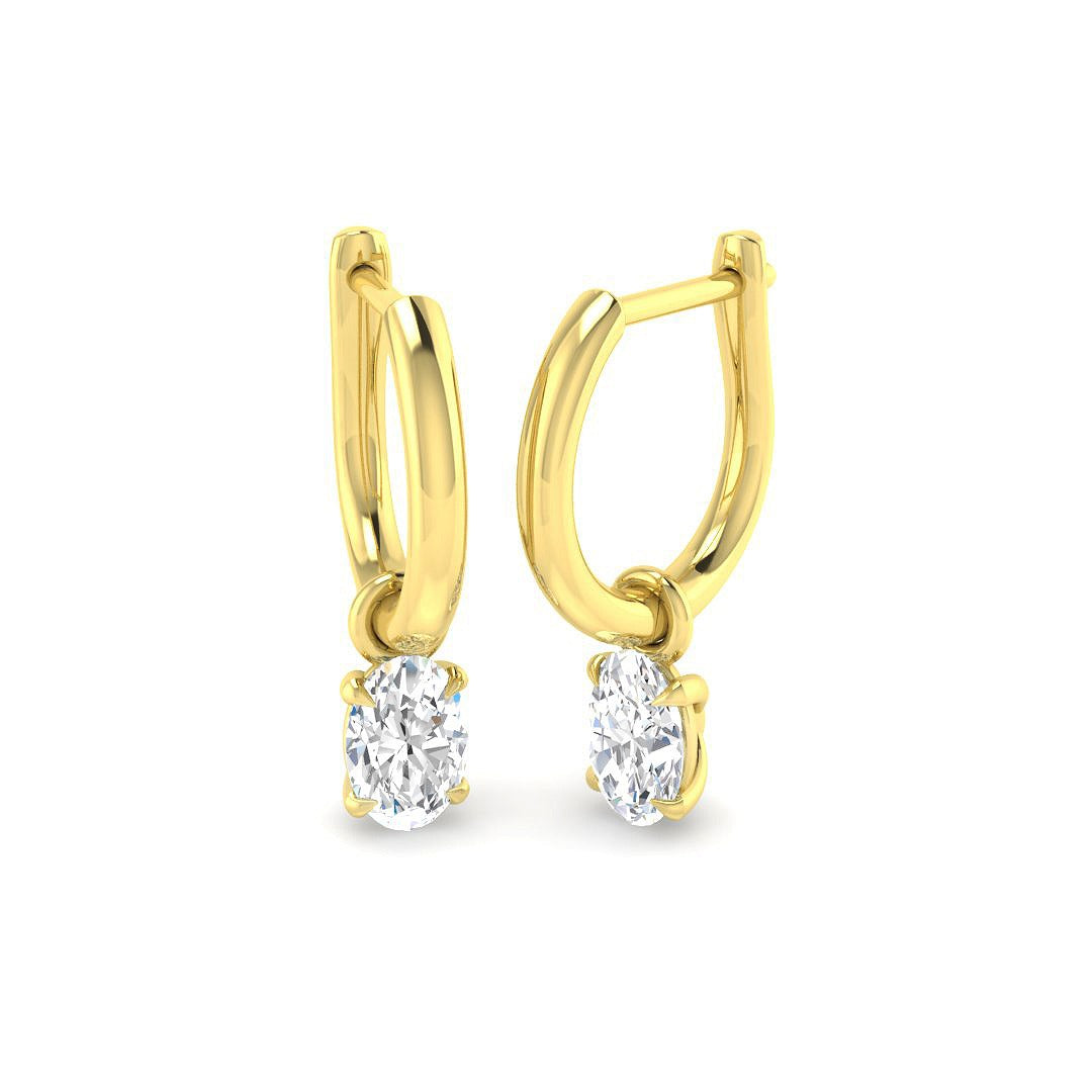 0.79ct Lab Diamond Oval Cut Stud Earrings in 9K Yellow Gold