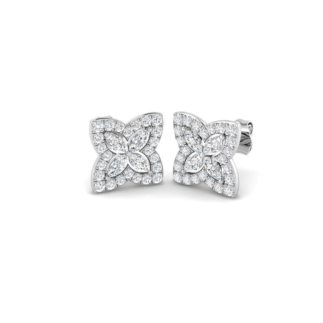 1.05ct Lab Diamond Round Cut Stud Earrings in 9K White Gold