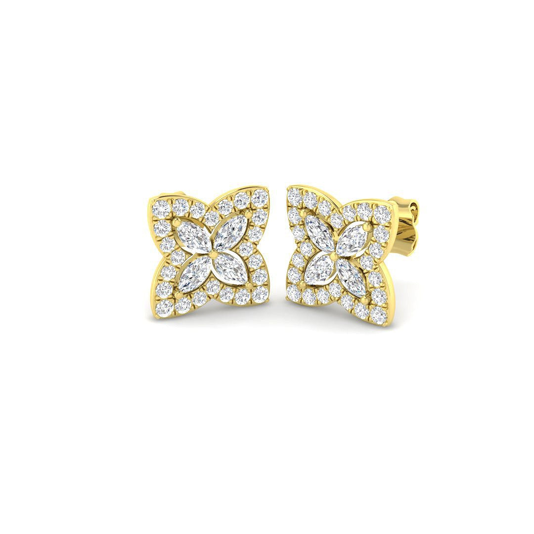 1.05ct Lab Diamond Round Cut Stud Earrings in 9K Yellow Gold