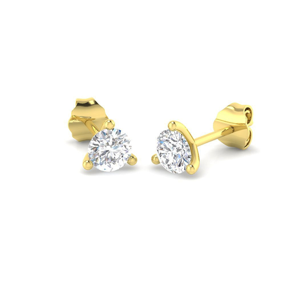0.76ct Lab Diamond Round Cut Stud Earrings in 9K Yellow Gold