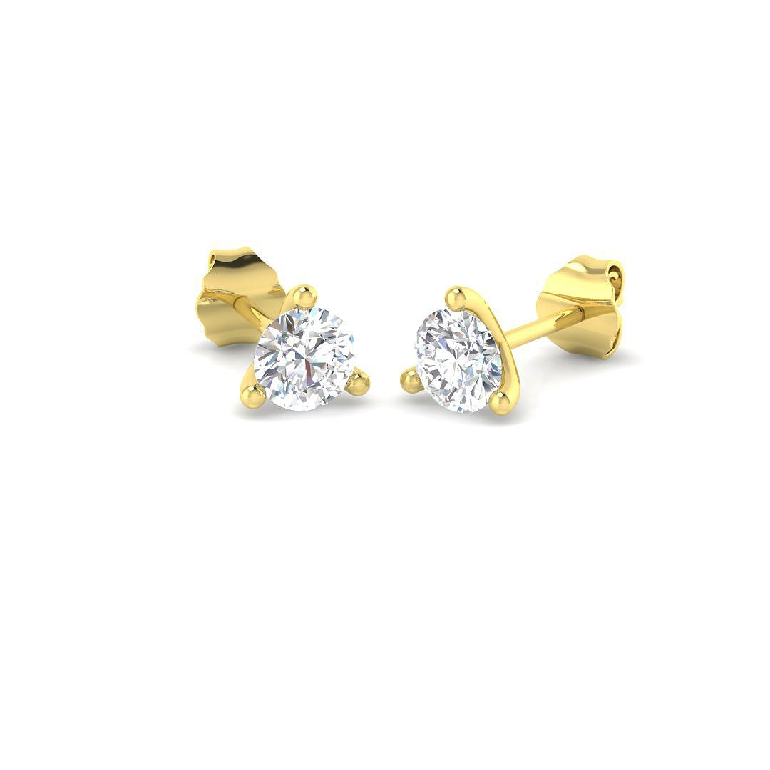 0.92ct Lab Diamond Round Cut Stud Earrings in 9K Yellow Gold