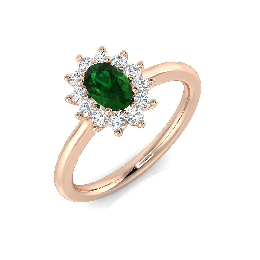 Oval Emerald Halo Diamond Ring