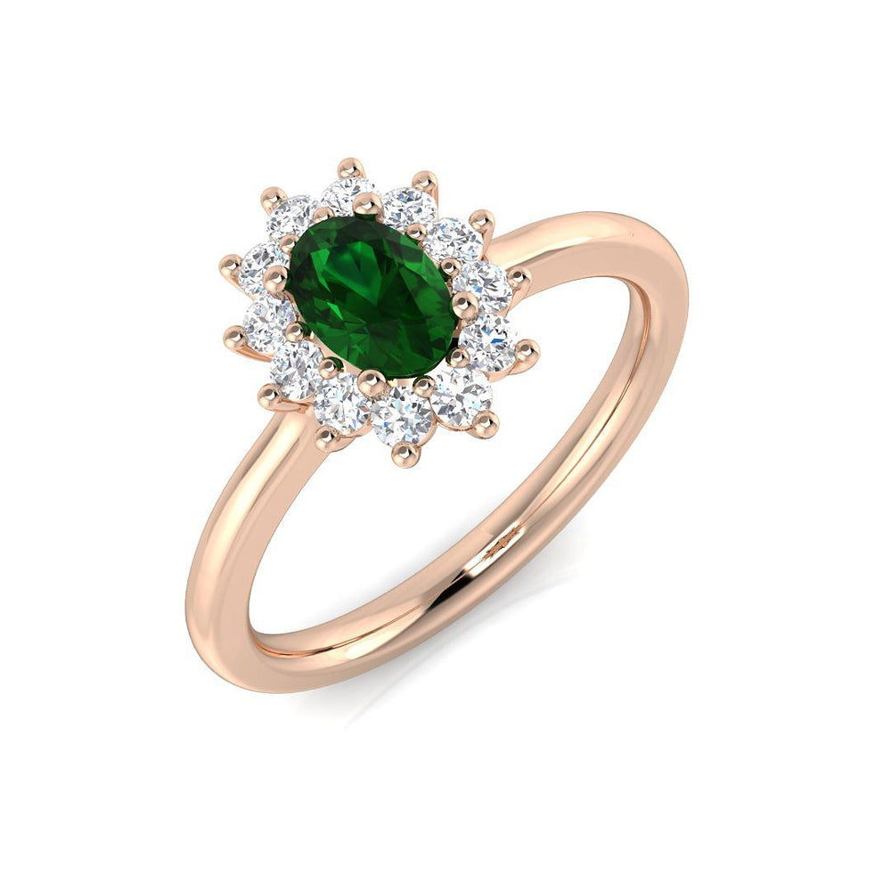 Oval Emerald Halo Diamond Ring