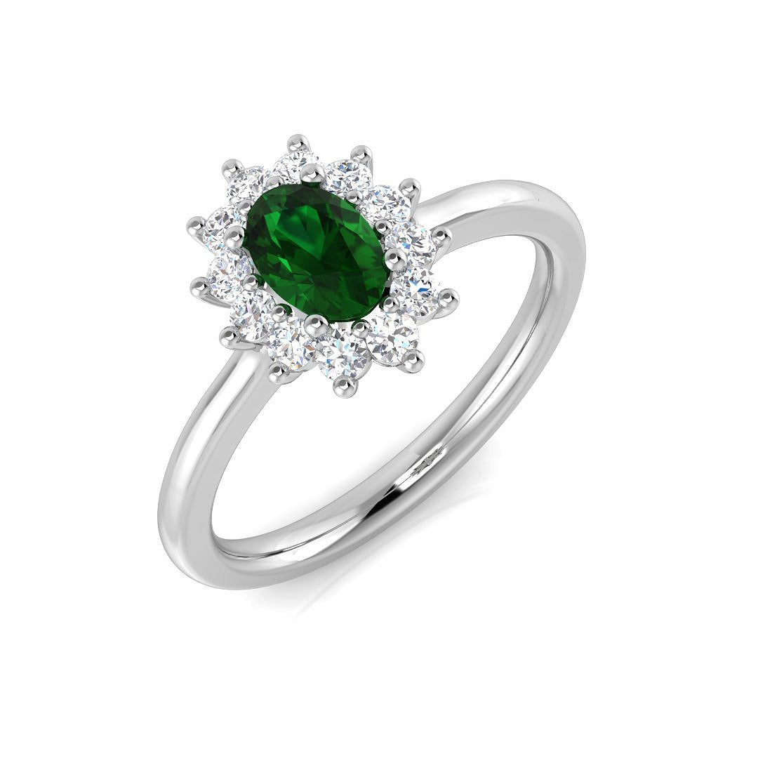 Emerald Halo Engagement Ring