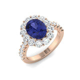 Blue Tanzanite Engagement Ring with Diamond Halo