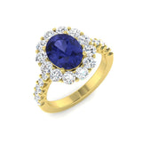 Oval Cut Tanzanite Halo Ring with Pavé Diamonds