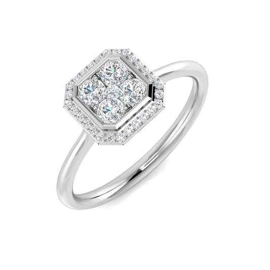 Double Halo Ring, Two Tone Gold Ring