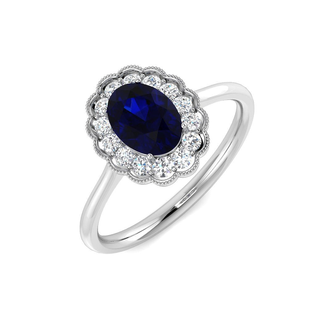 Diamond Primroke Blue Sapphire Ring | 1.25ct