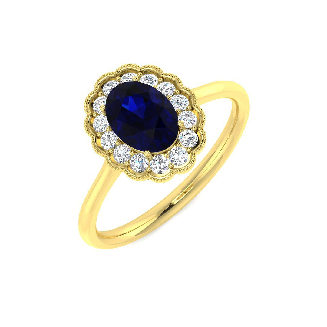 Diamond Primroke Blue Sapphire Ring | 1.25ct