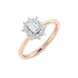 Emerald Cut Diamond Starburst Halo Ring | Lab & Natural Diamonds