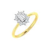 Emerald Cut Diamond Starburst Halo Ring | Lab & Natural Diamonds