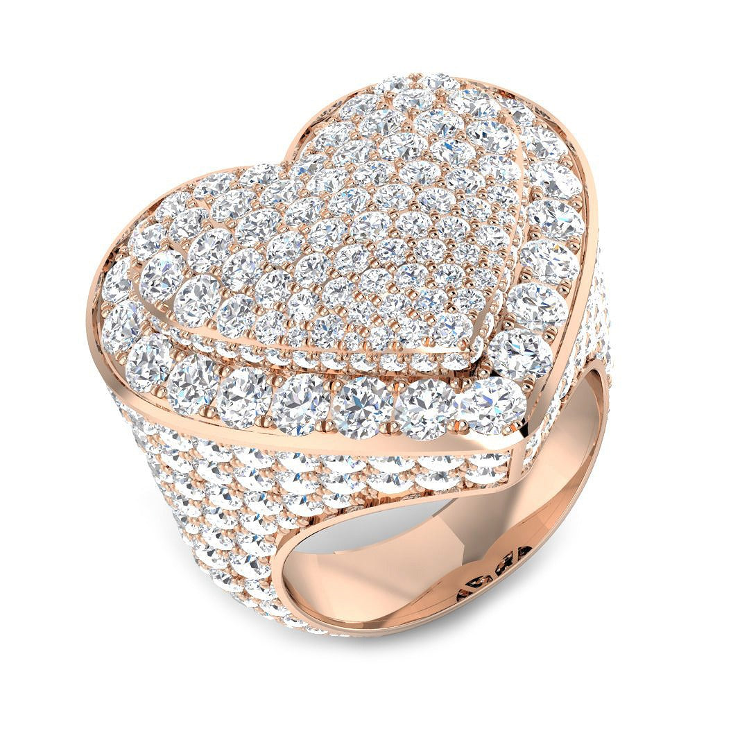 Luxury Heart Pave Diamond Dress Ring | 11.5ct | Hallmarked Gold & Platinum