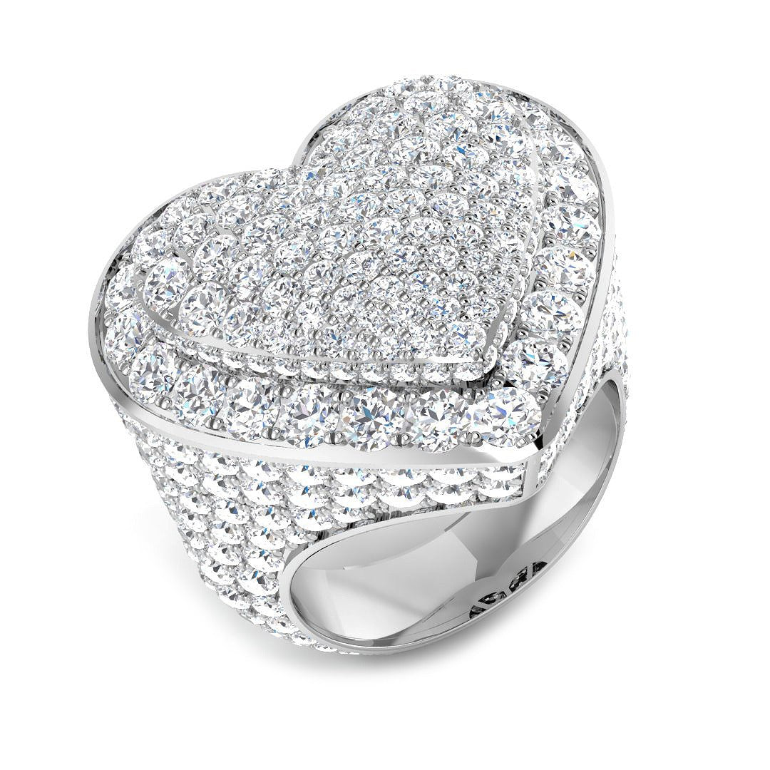 Luxury Heart Pave Diamond Dress Ring | 11.5ct | Hallmarked Gold & Platinum