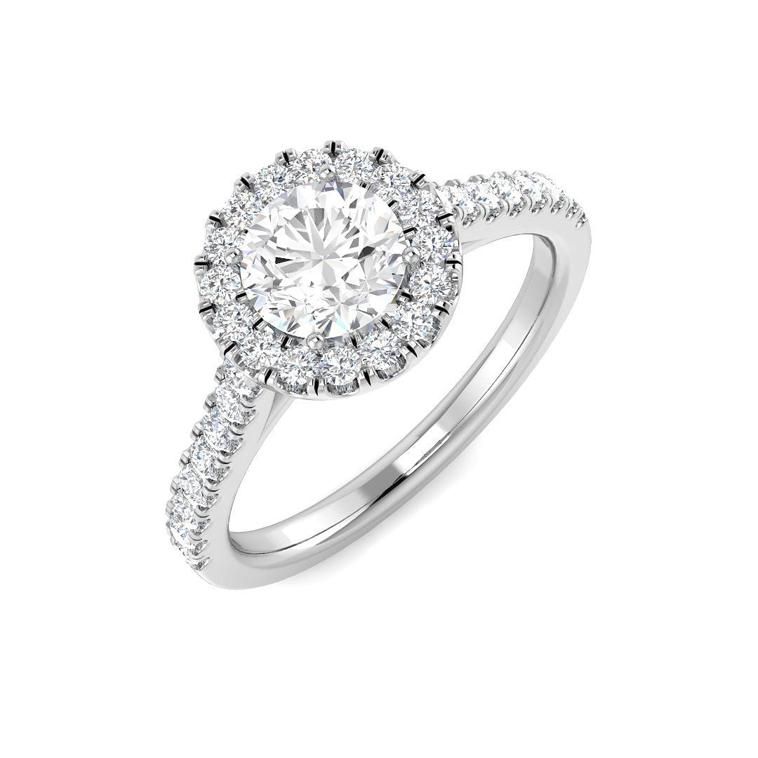 1.50Carat D-E/VS Lab Grown Diamond Halo Engagement Ring 9k White Gold Ready To Ship