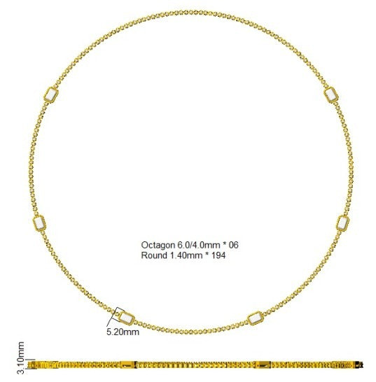 Luxury Square Cut Sapphire Diamond Necklace in White Gold
