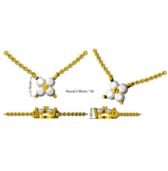 Axile Diamond Cluster Necklace 0.33ct Platinum Gold