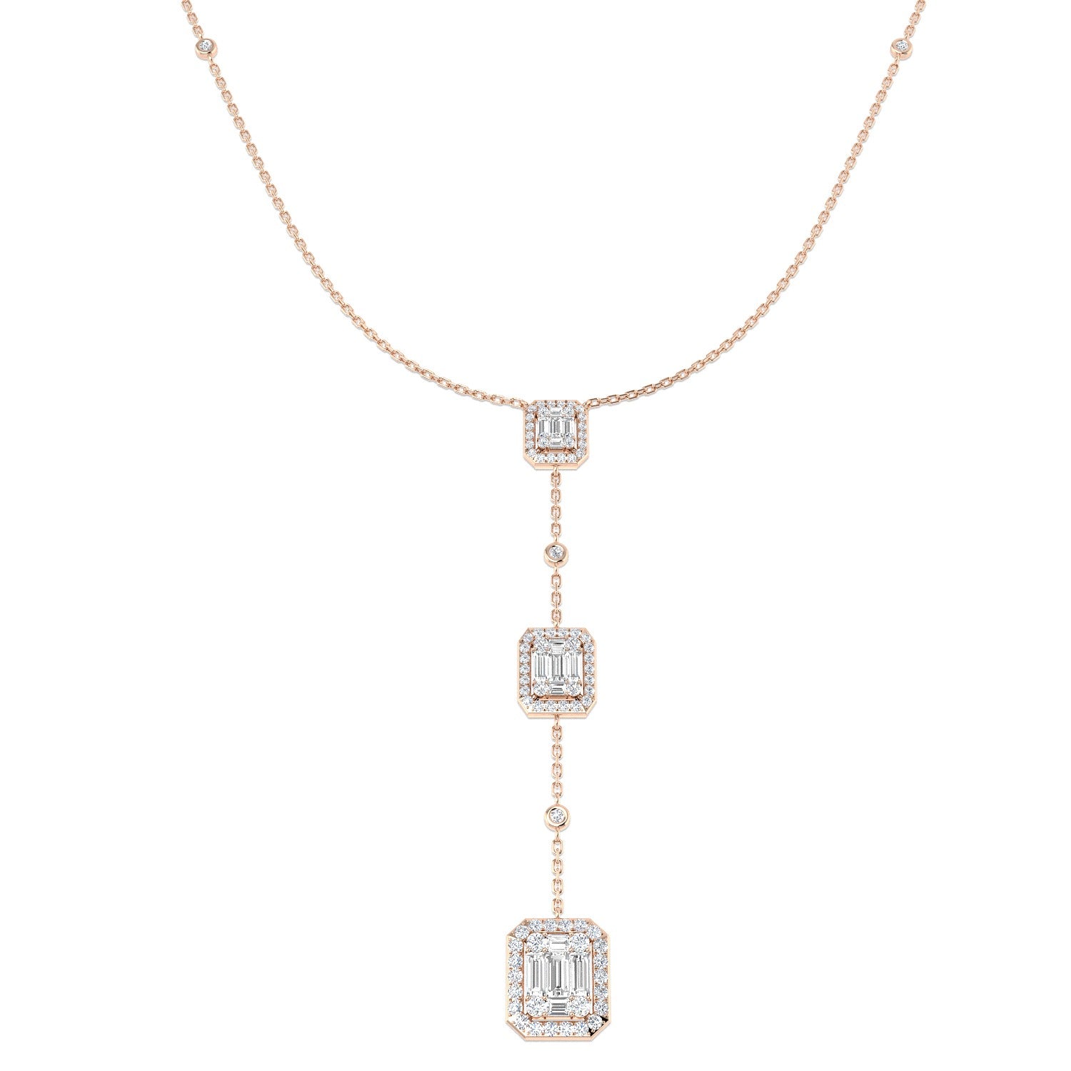 Axmen Diamond Necklace 1.25ct Baguette Brilliant Gold Platinum