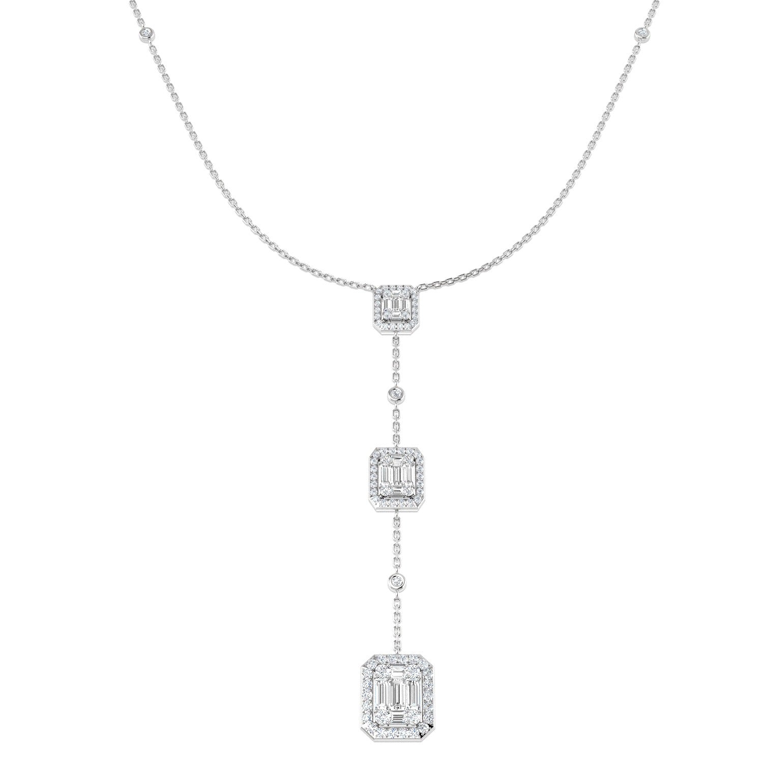 Axmen Diamond Necklace 1.25ct Baguette Brilliant Gold Platinum