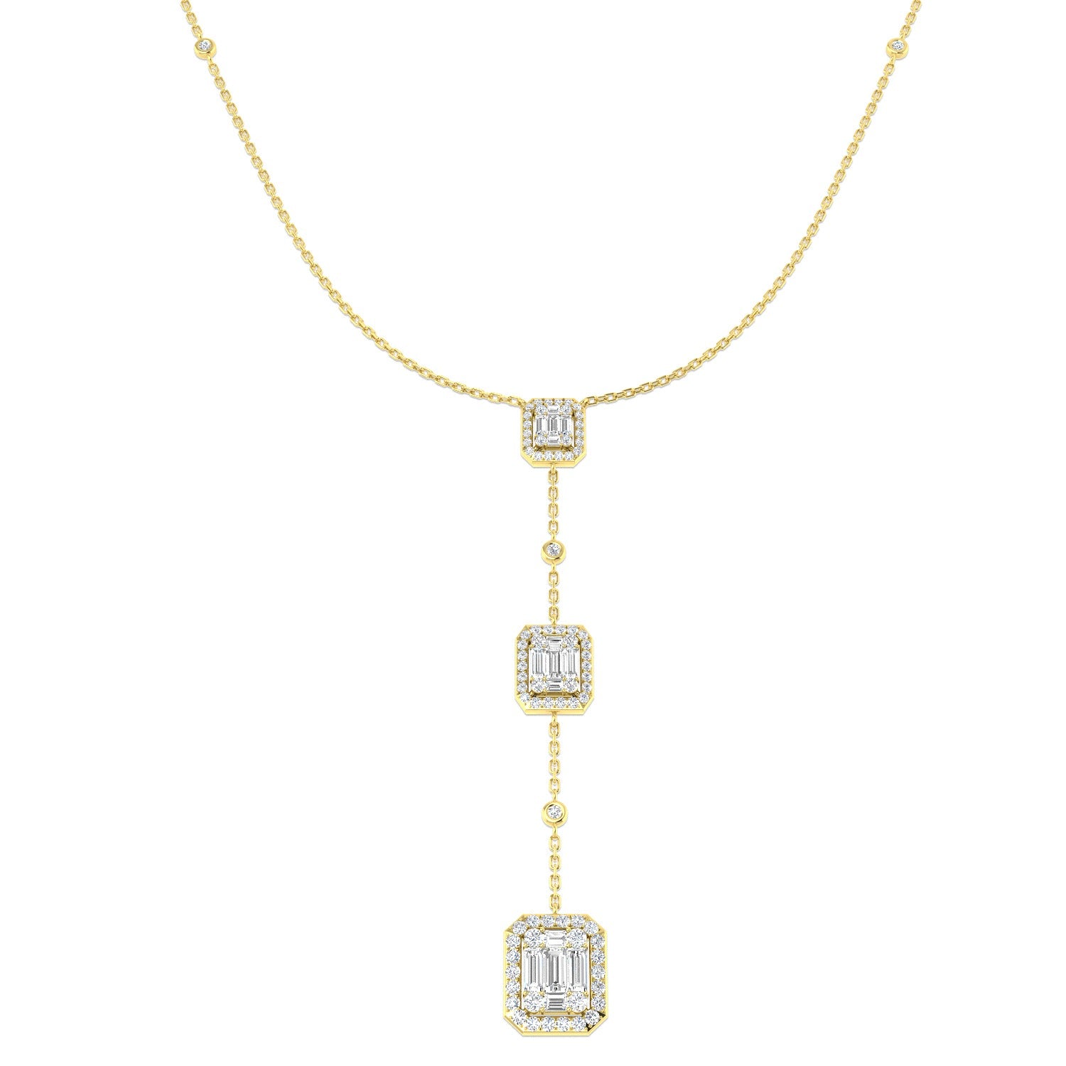 Axmen Diamond Necklace 1.25ct Baguette Brilliant Gold Platinum
