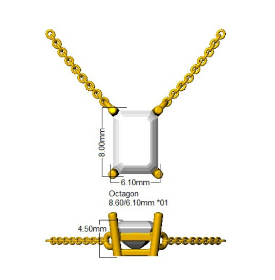 Lab Grown Emerald Cut Diamond Necklace | Solitaire Pendant With Chain