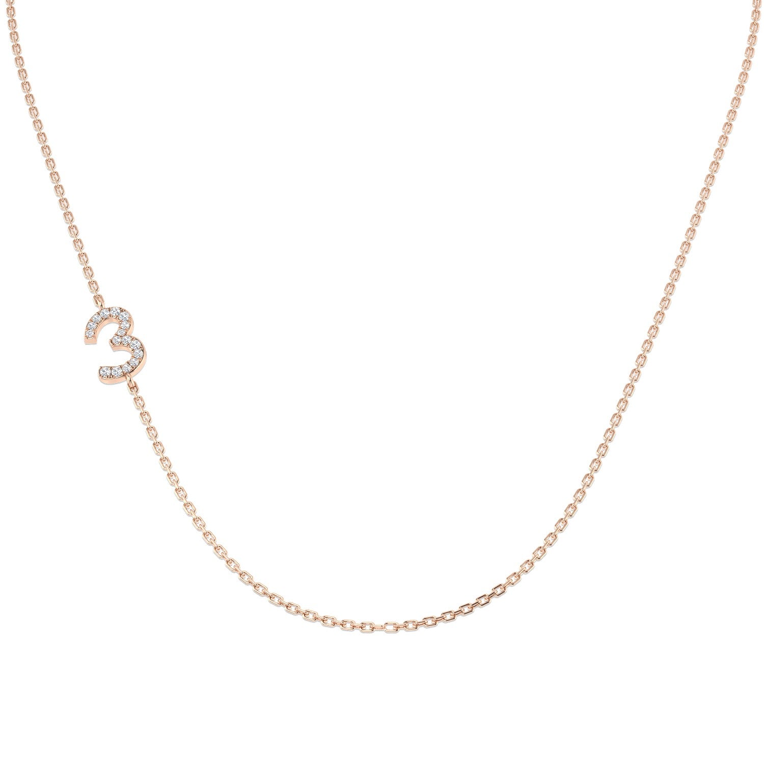 Diamond 3 Number Pendant 0.1ct Gold & Platinum Necklace