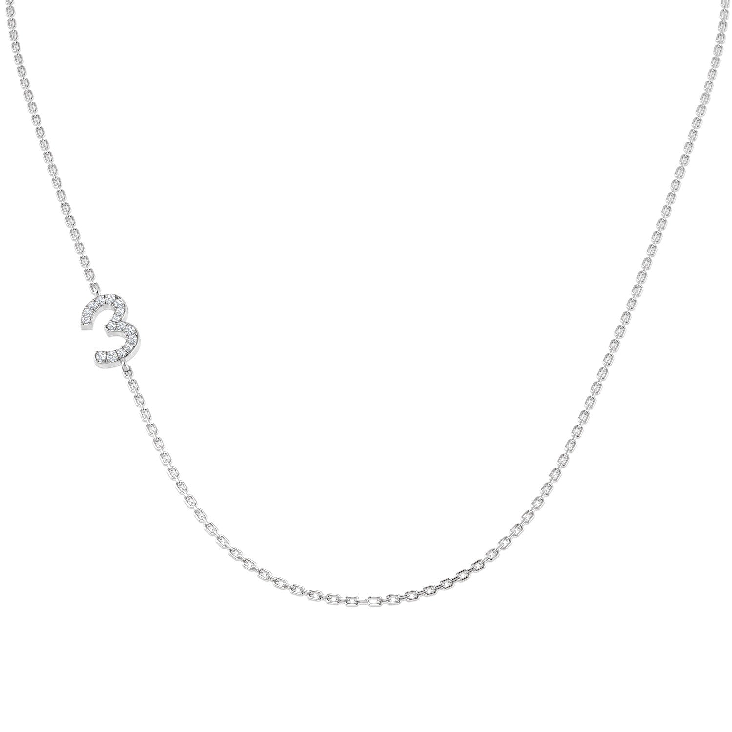 Diamond 3 Number Pendant 0.1ct Gold & Platinum Necklace