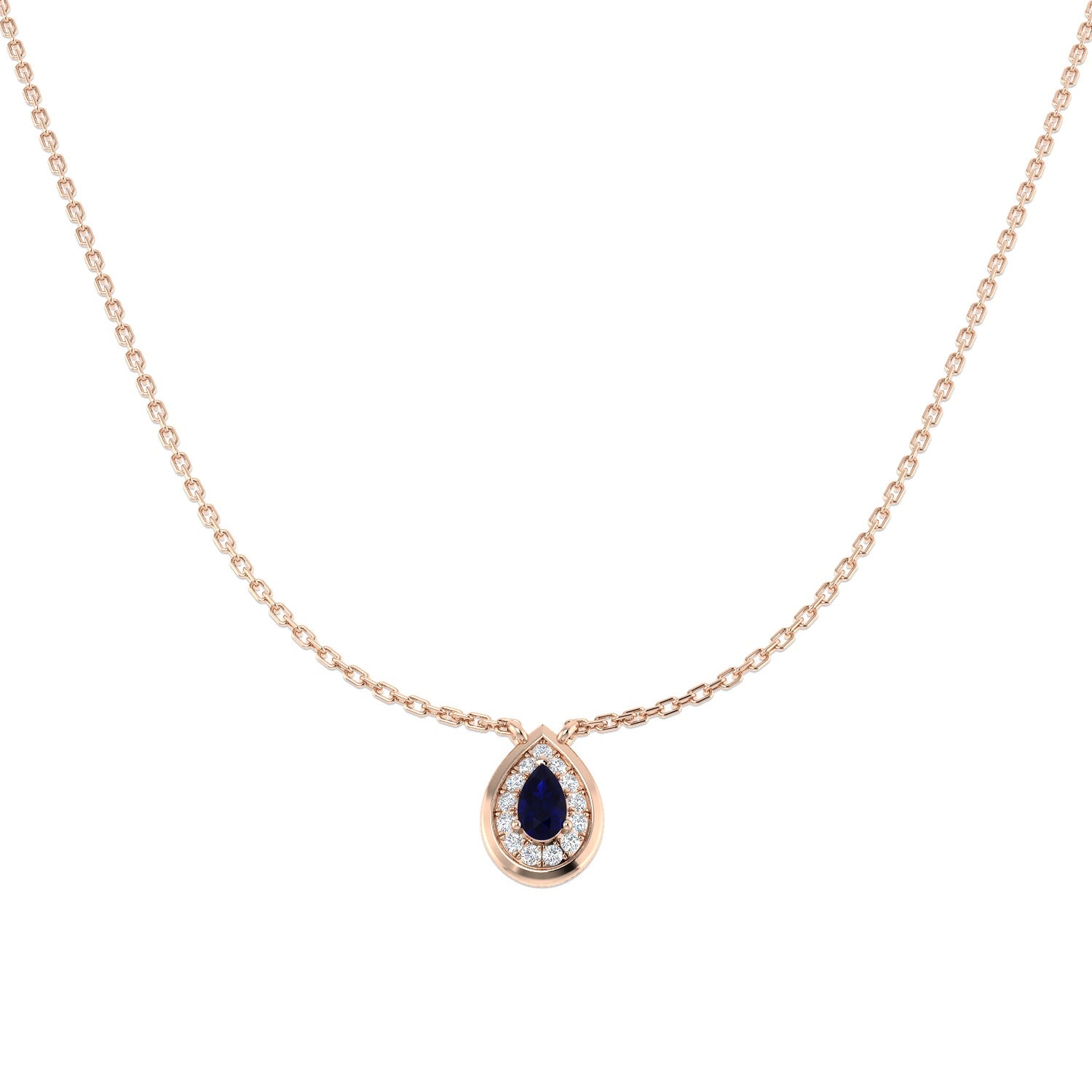 Blue Sapphire and Diamond Pendant Necklace 0.5ct Gold Platinum