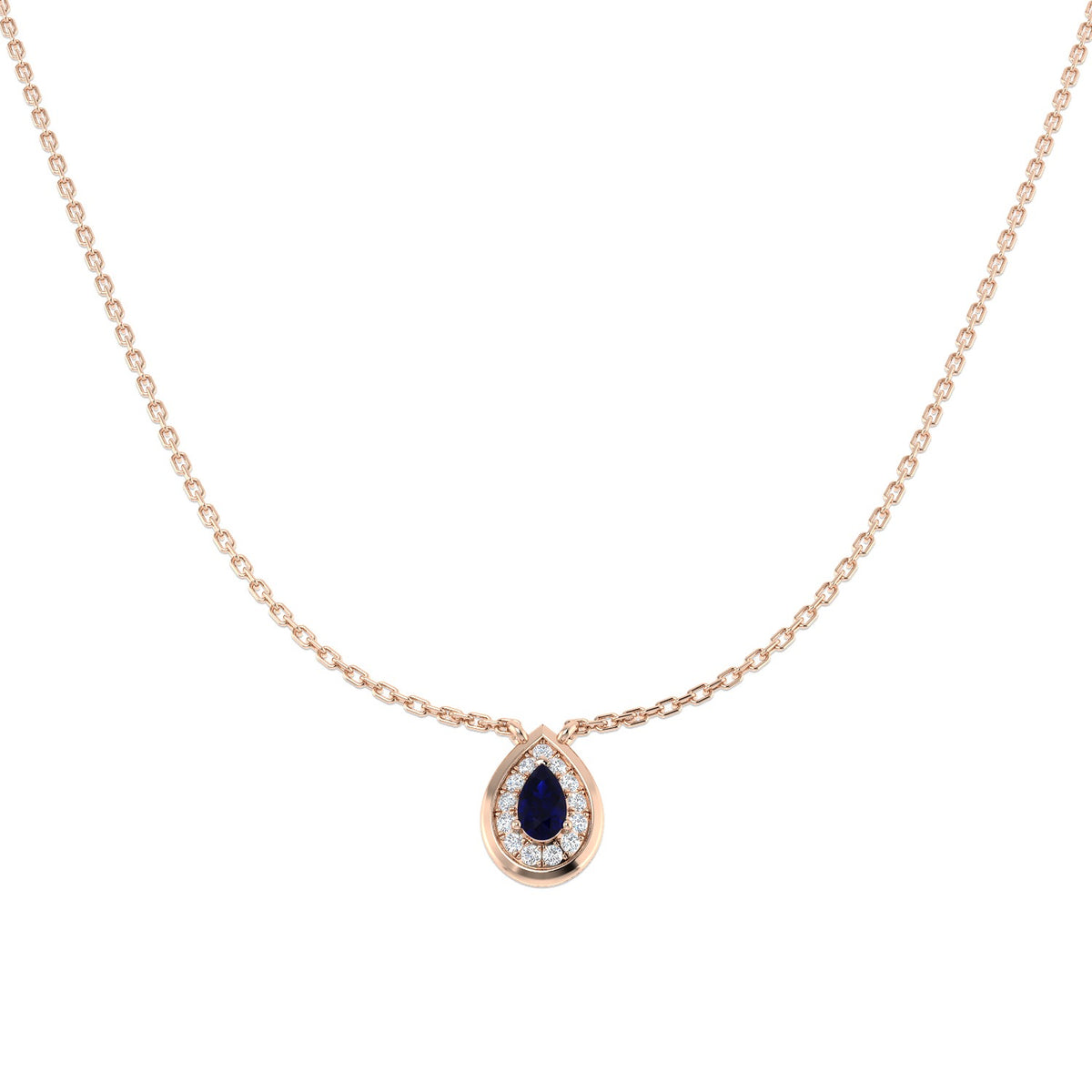 Blue Sapphire and Diamond Pendant Necklace 0.5ct Gold Platinum