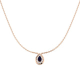 Blue Sapphire and Diamond Pendant Necklace 0.5ct Gold Platinum