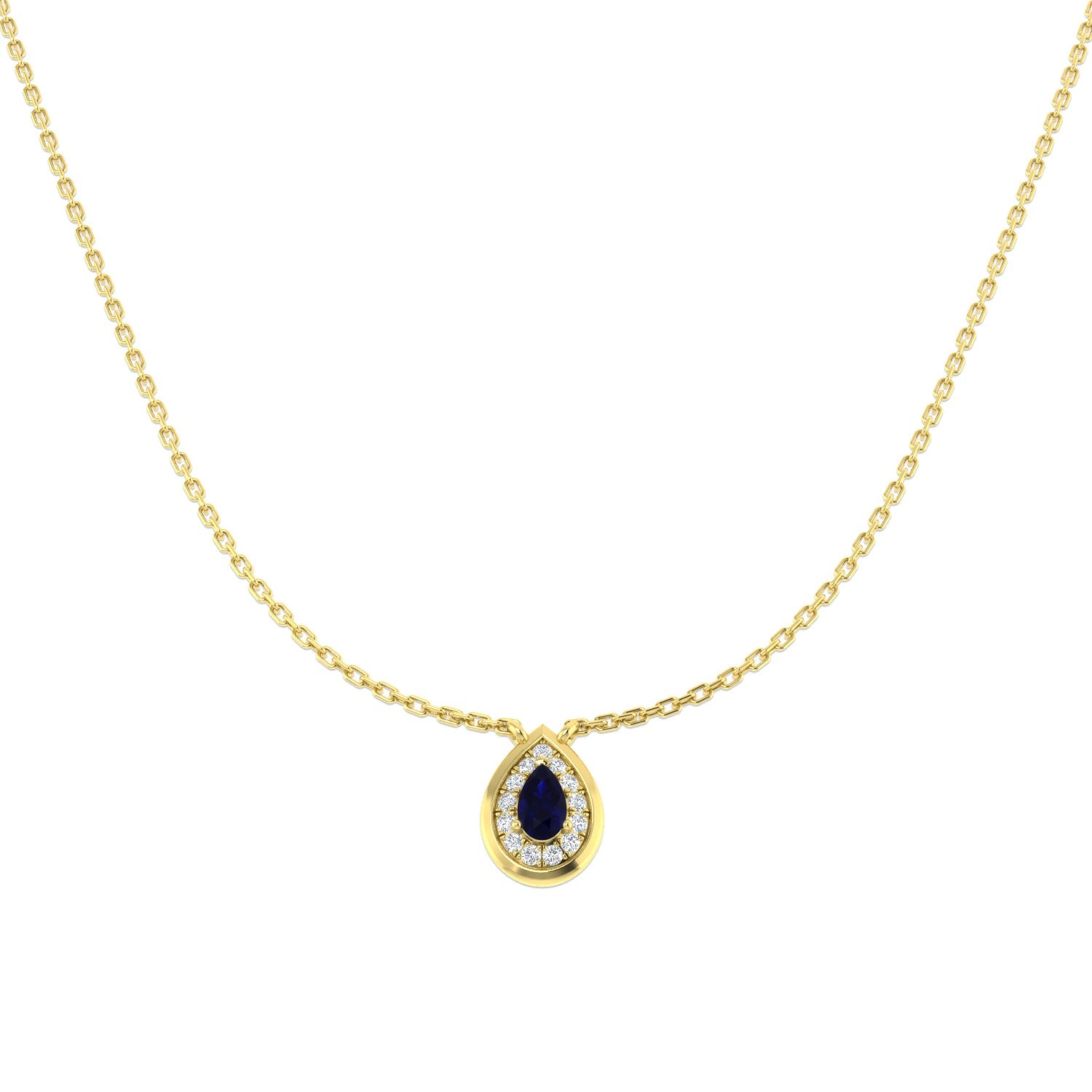 Blue Sapphire and Diamond Pendant Necklace 0.5ct Gold Platinum
