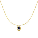 Blue Sapphire and Diamond Pendant Necklace 0.5ct Gold Platinum