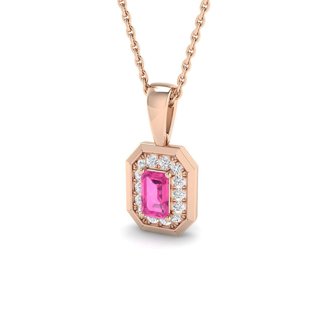 Ferny Pink Sapphire Pendant 0.5ct to 1.25ct Gold (Without Chain )