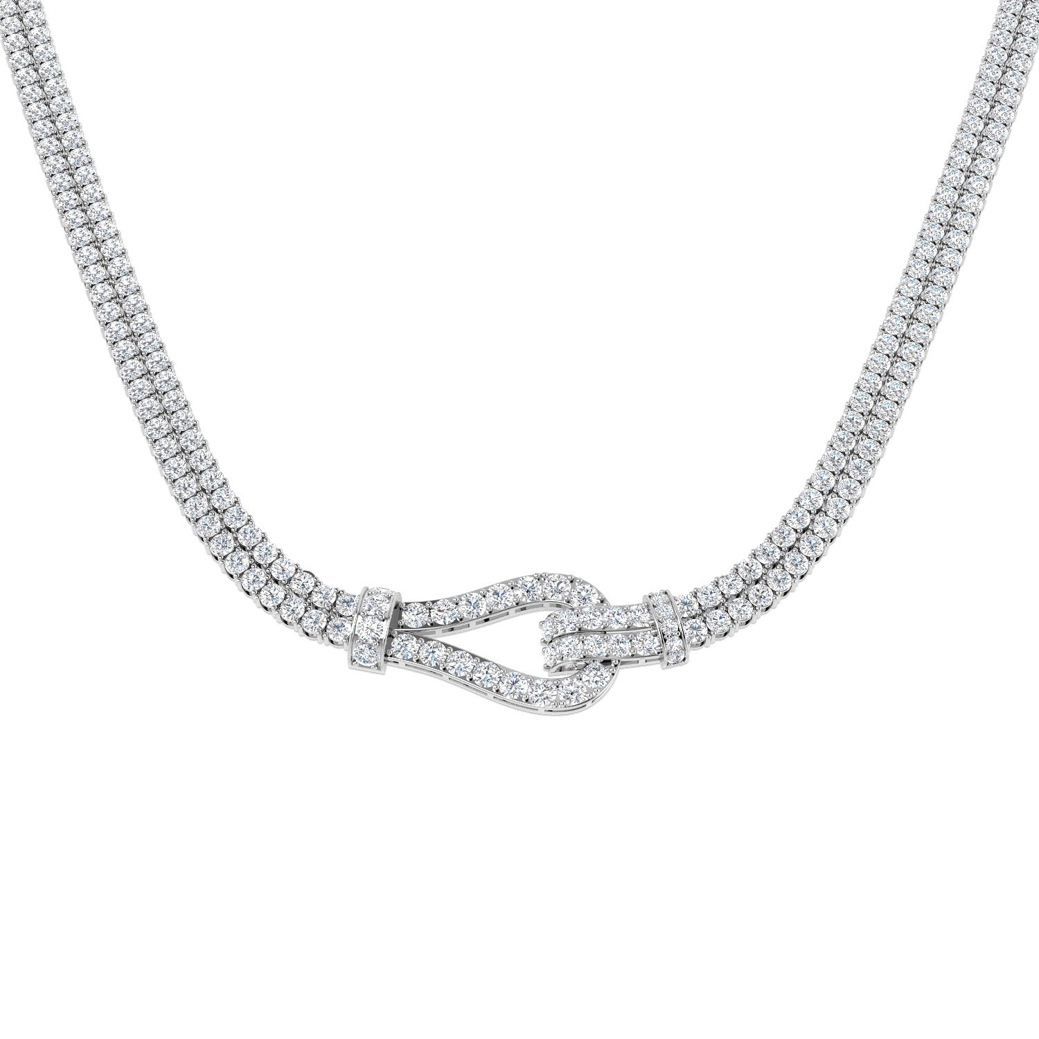 Natural Diamond Paper Clip Necklace 28ct Gold Platinum