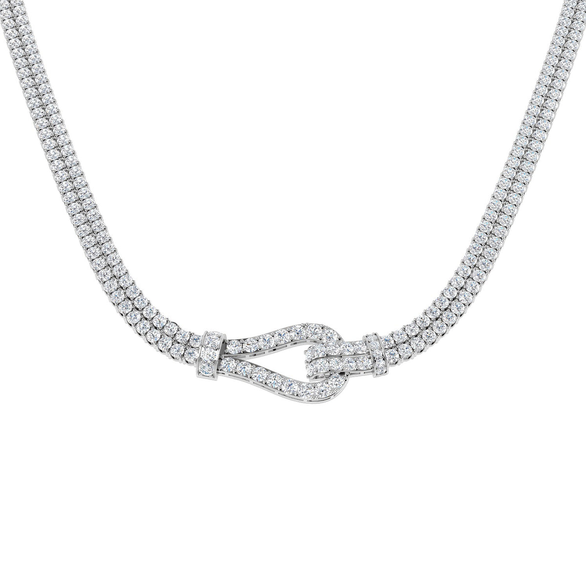 Natural Diamond Paper Clip Necklace 28ct Gold Platinum