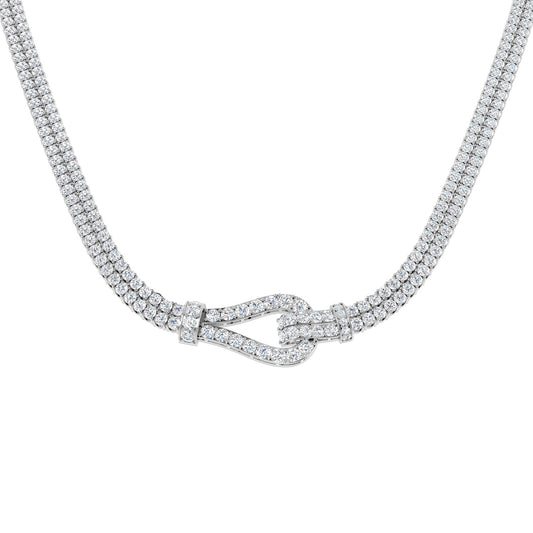 Natural Diamond Paper Clip Necklace 28ct Gold Platinum
