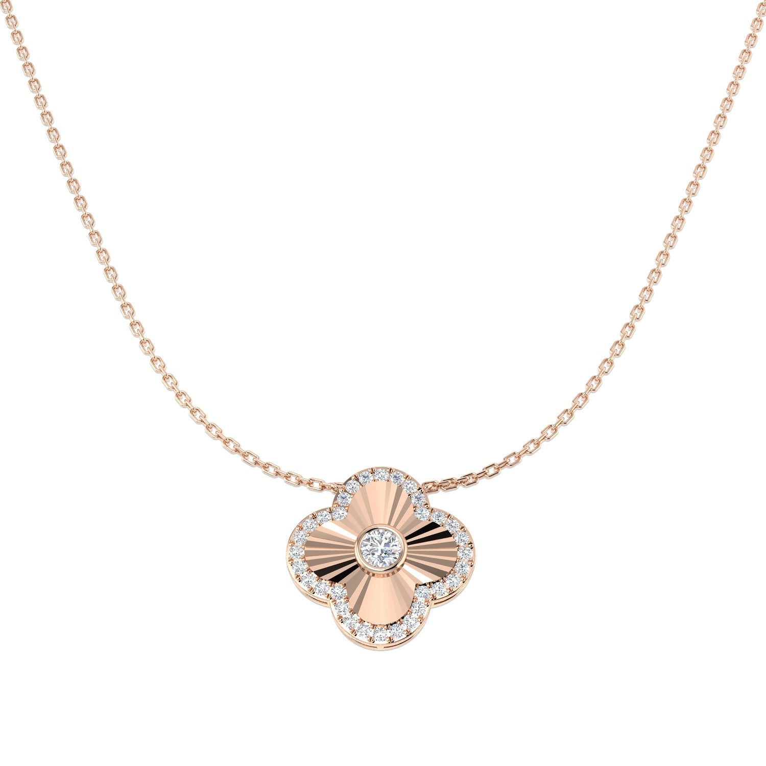 Fancy Clover Diamond Necklace 0.5ct Gold & Platinum – Lab-Grown & Natural