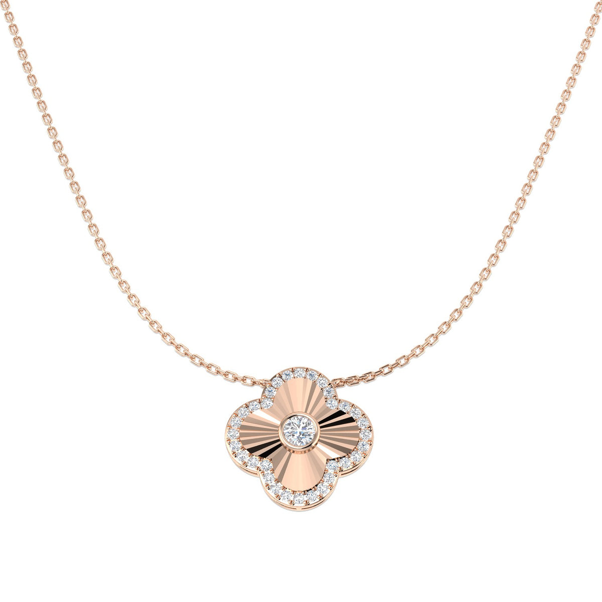 Fancy Clover Diamond Necklace 0.5ct Gold & Platinum – Lab-Grown & Natural
