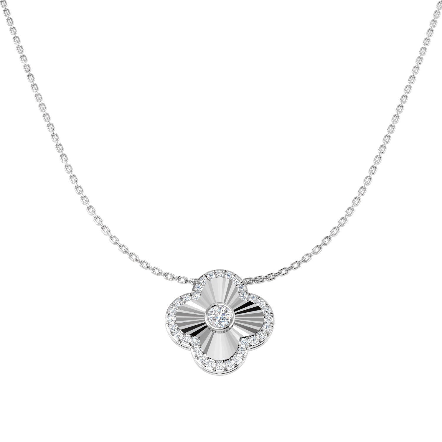 Fancy Clover Diamond Necklace 0.5ct Gold & Platinum – Lab-Grown & Natural