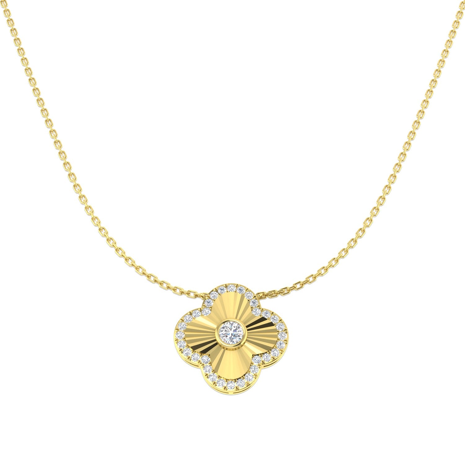 Fancy Clover Diamond Necklace 0.5ct Gold & Platinum – Lab-Grown & Natural