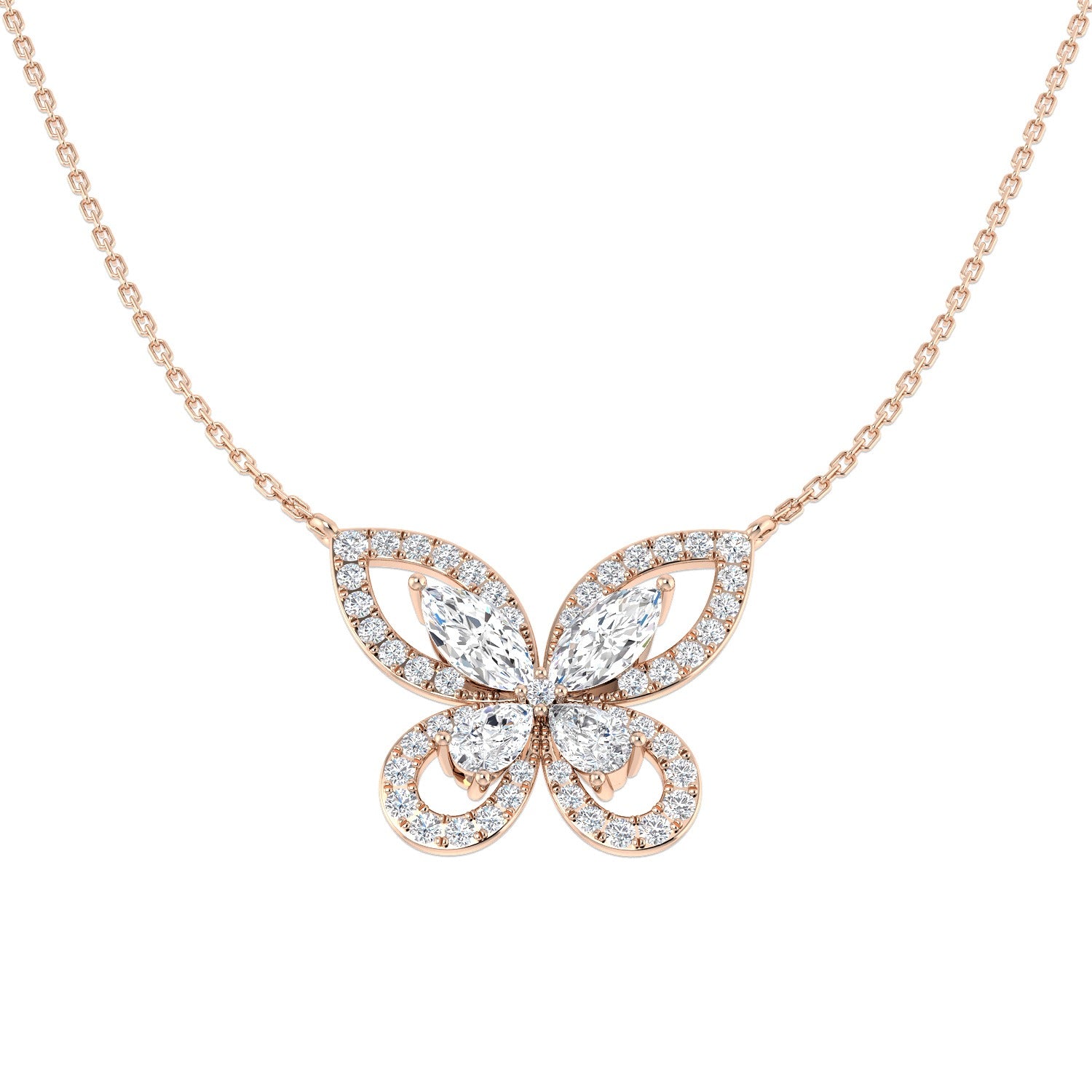 Flamy Diamond Necklace 2.5ct Gold Platinum