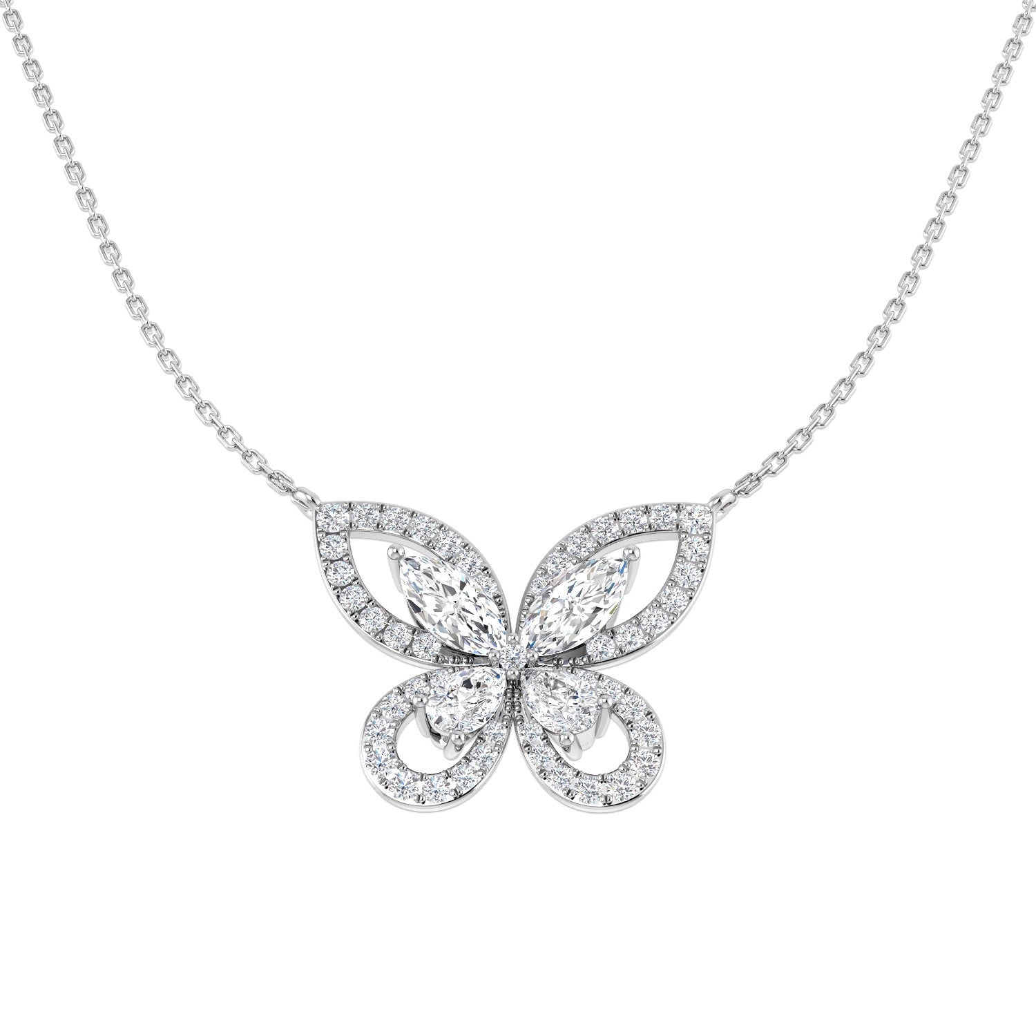 Flamy Diamond Necklace 2.5ct Gold Platinum