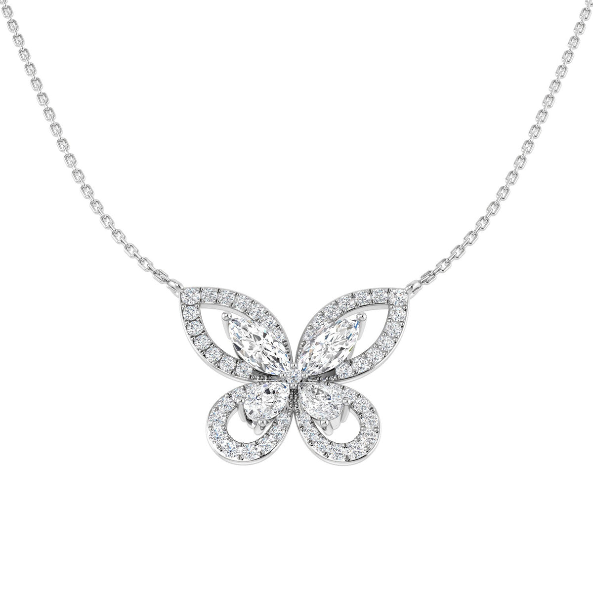 Flamy Diamond Necklace 2.5ct Gold Platinum