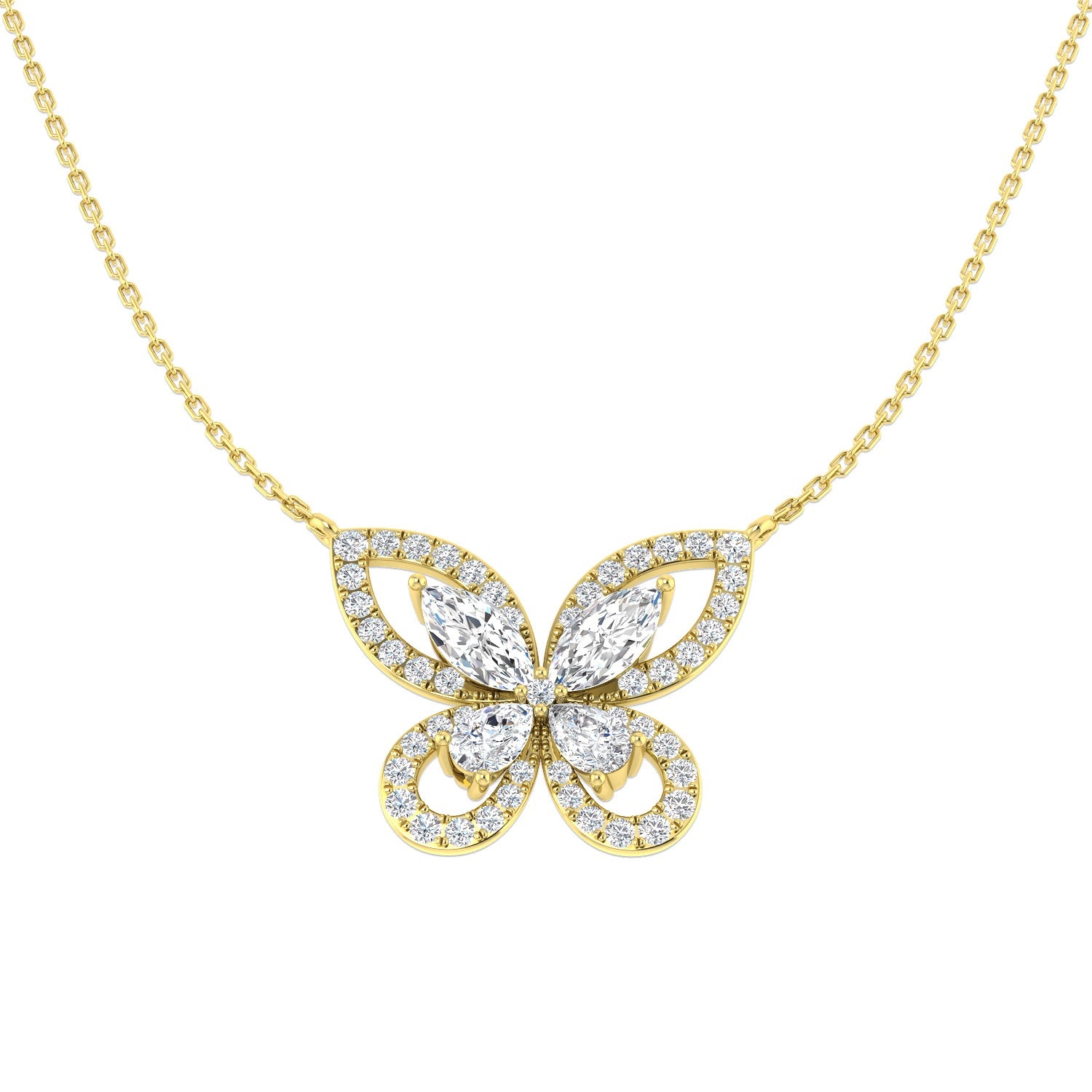 Flamy Diamond Necklace 2.5ct Gold Platinum