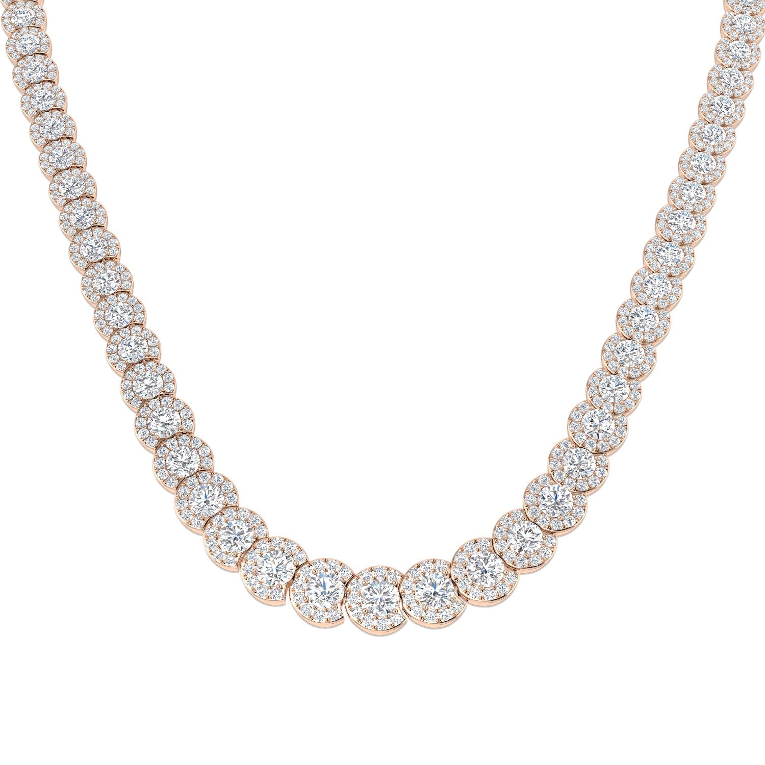 Diamond necklace on a white background