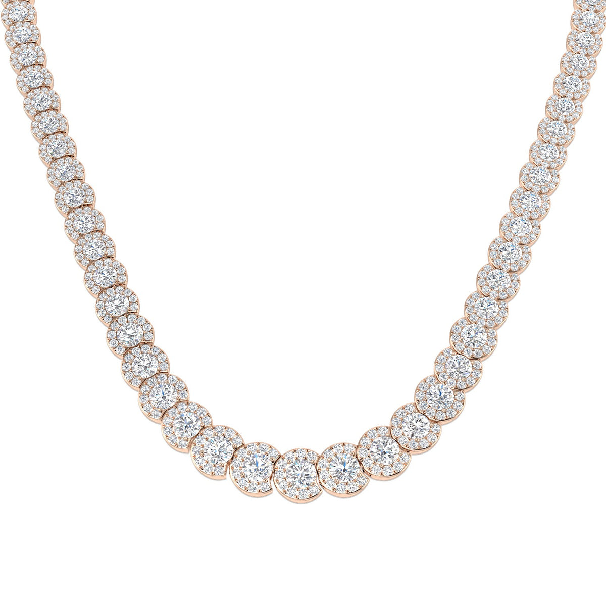 Diamond necklace on a white background